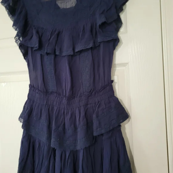 LOVESHACKFANCY Women's Gwen Dress Blue Ruffled Lace Mini Dress Size XS - Picture 3 of 4